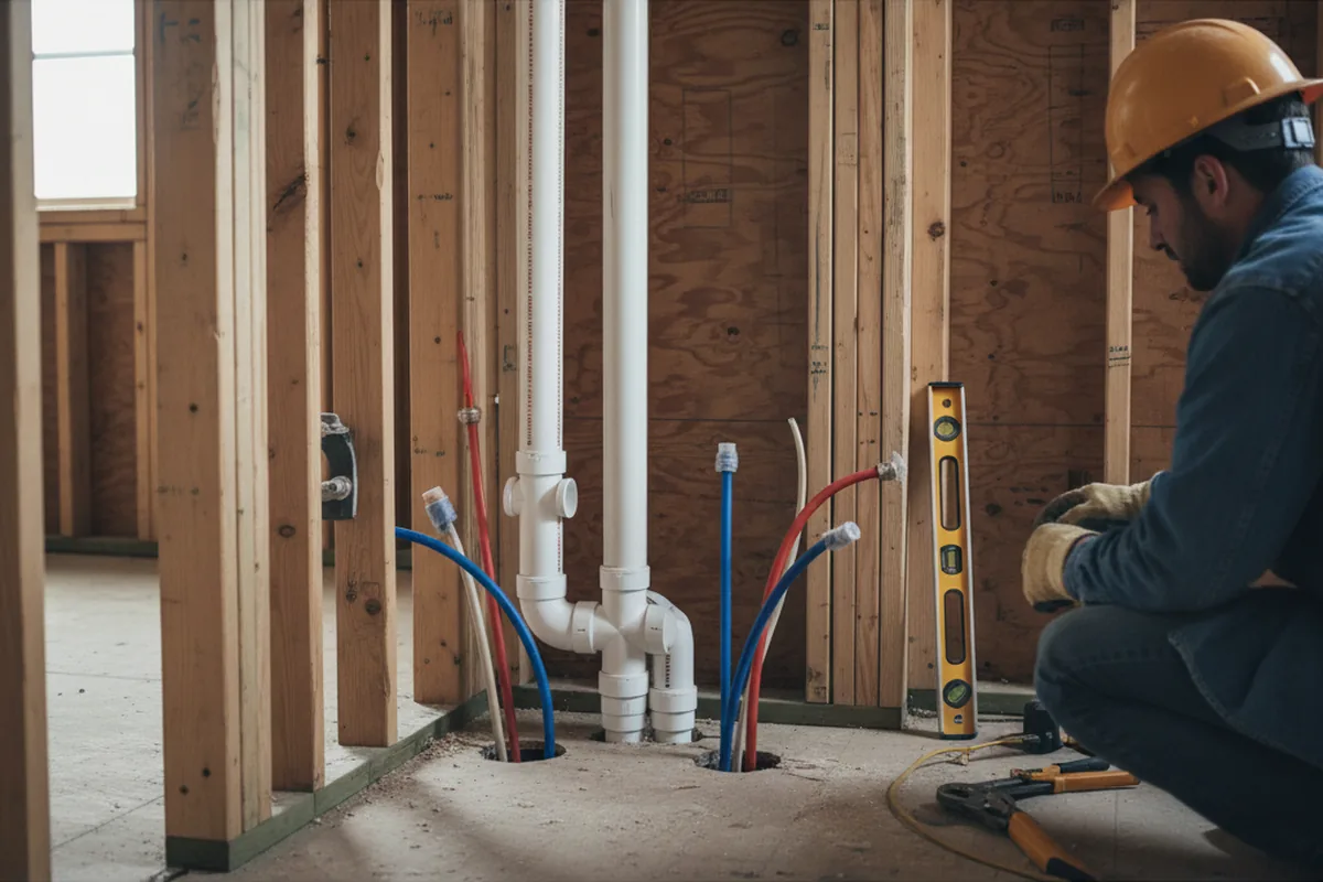 Drain and supply rough-in during Sump Pump Repair in Westport